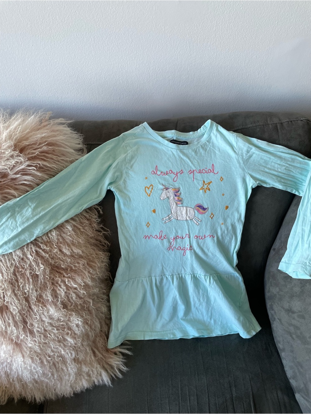 Essentials Light Blue Unicorn Long Sleeve Top